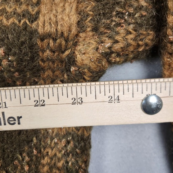 Vintage Liz Claiborne Collection Cardigan Womens Large Brown Green‎ Mohair Plaid - Picture 8 of 9